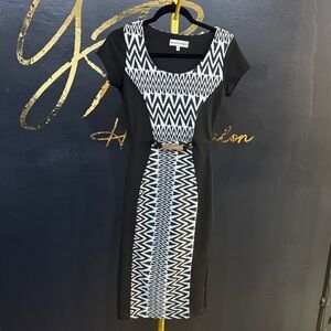 Black and White Geometric Pattern Dress